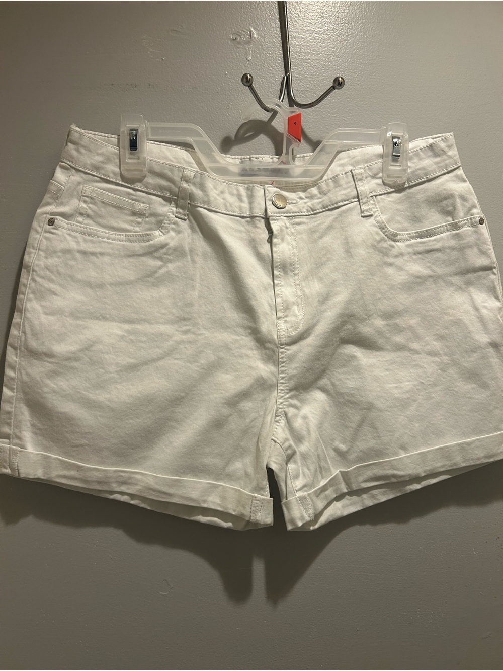 Denim&Co White High-Rise Denim Shorts